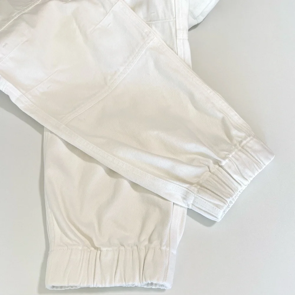 AllSaints Florence Cargo Jogger Pants Organic Twill Cotton Chalk White 8